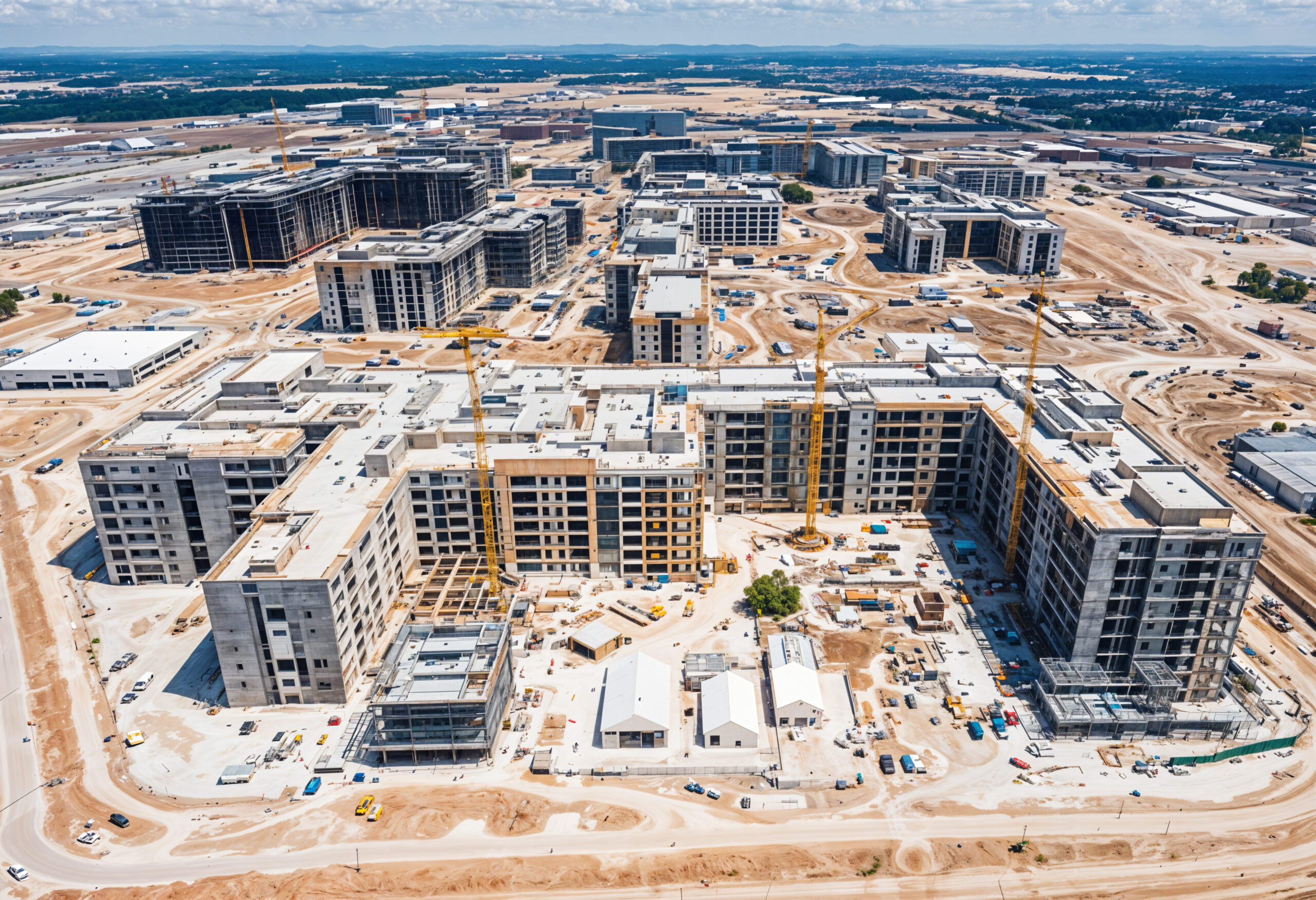 sector aerial view of large